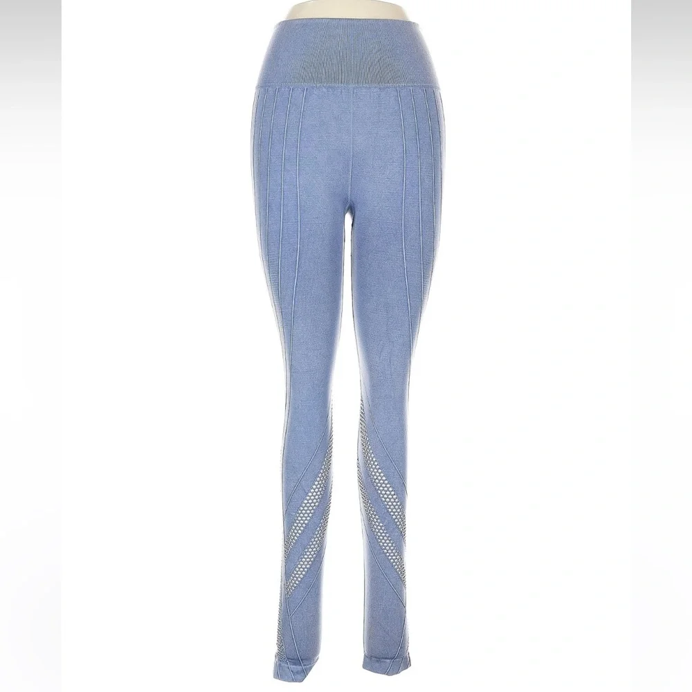 Betsey Johnson Performance Leggings Blue Grey Women’s Size Medium M Yoga Sporty